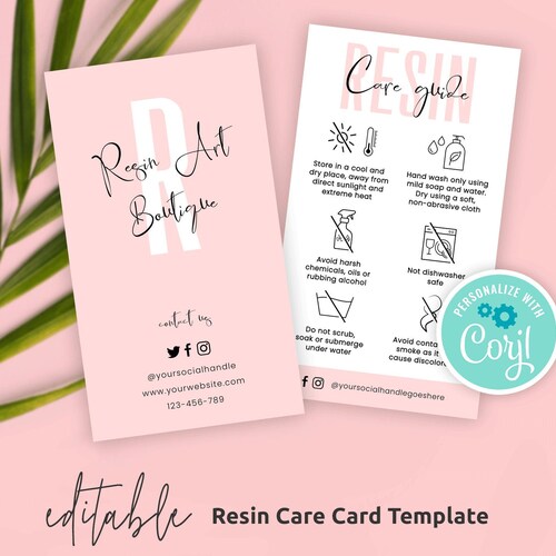 Editable Resin Care Card Template Resin Guide Canva Template Etsy Editable Resin Care Card Template Resin Guide Canva Template Etsy