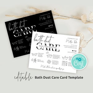 Bath Dust Care Guide Template, Editable Bath Fizz Care Card, Custom Bath Powder Care Instructions, Printable Bath Salts Care Note, M-002