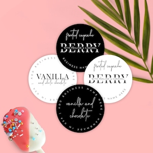 Minimalist Scent Name Labels, Editable Flavor Round Sticker Template, Customizable Product Circle Labels 1.5", 2" and 2.5" Printable, M-002
