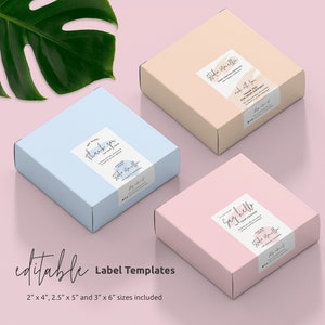Feminine Box Seal Label Template, Thank You Package Seal Labels, Editable Watercolor Packaging Sticker, Printable Box Labels, Instant PW-001