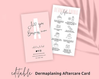 Dermaplaning Aftercare Template, Editable Dermaplaning Care Guide, Custom Beauty Treatment Care Instructions, Instant Salon Care Card, P01