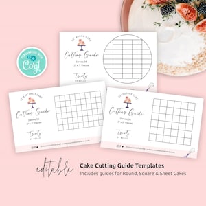 Round, Square & Sheet Cake Serving Guides, Printable Cake Cutting Diagrams, DIY Event and Wedding Cakes Portion Instructions, WCA-01