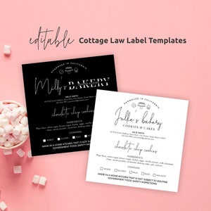Cottage Law Labels Template, Minimalist Food Ingredients Labels, Printable Cookies Food License Stickers, Instant Bakery Label Design, M-002