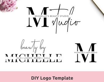 Minimalist Logo Template, DIY Premade Logo, Beauty Salon Logo, Ready-made Simple Branding, Black & White, Customizable Logos, Instant, M-002