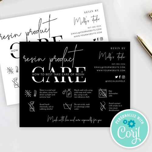 Editable Resin Care Card Template Resin Guide Canva Template Etsy Editable Resin Care Card Template Resin Guide Canva Template Etsy