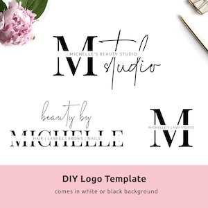 Minimalist Logo Template, DIY Premade Logo, Beauty Salon Logo, Ready-made Simple Branding, Black & White, Customizable Logos, Instant, M-002