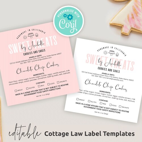 Cottage Law Labels Template Food License Label for Home Etsy