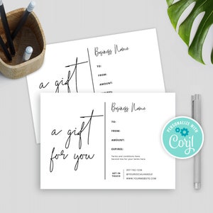Plantilla de certificado de regalo imprimible, diseño minimalista, vale de regalo, tarjeta "Un regalo para ti", vale de regalo para el Día del Padre M-001