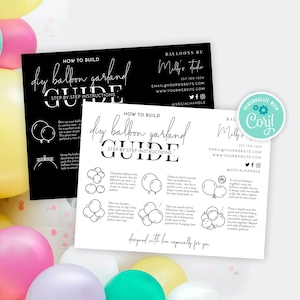 DIY ballonslingerset instructiessjabloon, minimalistische ballonboog hoe te bouwen en te monteren, afdrukbare ballonnen onderhoudskaarten, M-002