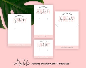 Jewelry Display Cards Template, Editable Earrings Display Cards, Printable Jewellery Display Template, Feminine Necklace Hang Tags, P01