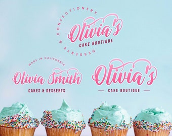 Editable Cake Boutique Logo Template, Instant Bakery Logo Design, Feminine Branding Pack Cupcake Business, Custom Pastry Chef Logo Template