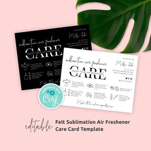 Car Freshie Care Card Template: Printable Felt Air Freshener Warning Guide M-002