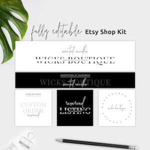 Minimalist Etsy Branding Kit, Editable Etsy Shop Banner Template, DIY Esty Header Design, Store Cover Photo, Instant Etsy Banner Set, M-002