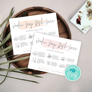 Wooden Soap Dish Care Card Template, Editable Soap Holder Care Guide, Printable Bamboo Soap Rack Care Instructions, Instant Access, PW-001