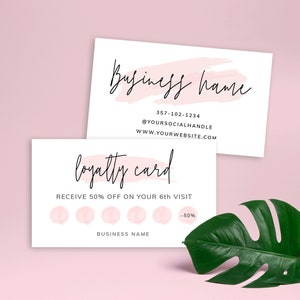 Printable Loyalty Card, Beauty Loyalty Card Template, Editable Rewards Card, Nail Salon Loyalty Card, Customer Rewards Cards, Lashes, PW-001