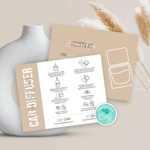Car Diffuser Care Card Template, Customizable Oil Diffuser Care Guide Printable, Minimalist Car Bottle Diffuser Care Instructions, ND02