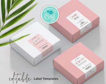 Editable Box Seal Label Template, Feminine Packaging Seal Sticker, Customizable Thank You Box Labels, Printable Parcel Sticker, Instant P01