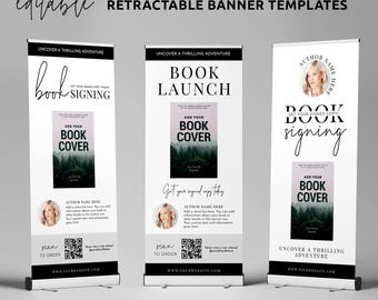 Plantilla minimalista para banner de lanzamiento de libro: Letrero para evento de autor (84 x 205 cm) Descarga digital M-002