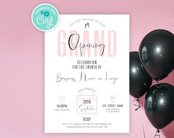 Business Launch Flyer Template, Grand Opening Event Invite Design, Editable Beauty Flyer Feminine, Instant Small Business Invitation P01