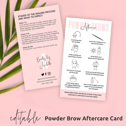 Editable Brow Aftercare Card Brows Tint Care Instructions Etsy UK