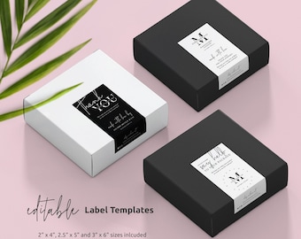 Box Seal Label Template, Editable Packaging Seal Sticker, Minimalist Thank You Labels Design, Printable Parcel Sticker, Instant Access M-002