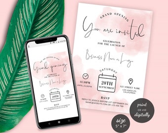 Business Opening Flyer Template, Feminine Launch Event Invite Design, Grand Opening Beauty Invitation, Instant Small Business Leaflet, WS01