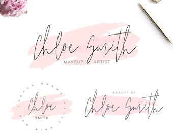 Feminine Logo Template, Editable Logo Design, Beauty Salon Branding Template, Makeup Logos, DIY Lashes Watercolour Logo, Instant, PW-001