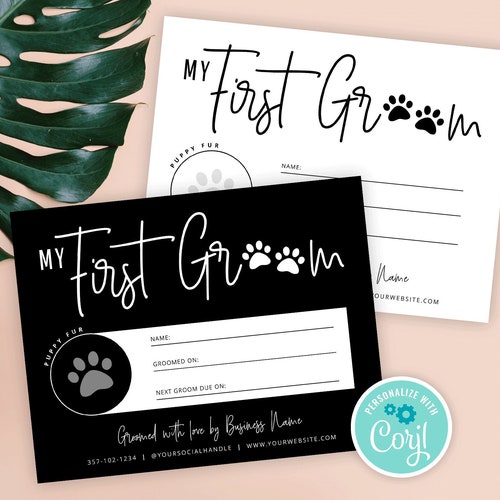First Puppy Groom Certificate Dog Grooming First Haircut Etsy