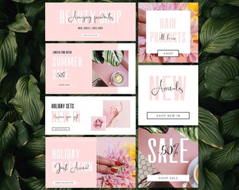 DIY Website Banners, Editable Web Banner Templates, Website Branding Pack, Shopify Web Banners, Customizable Web Store Banner, Instant, P01