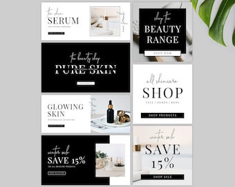 DIY Website Banners, Editable Web Banner Templates, Minimalist, Beauty, Shopify Banners, Online Store Banner Design, Instant Template, M-002