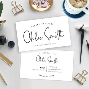 Bearbeitbare Visitenkarte Vorlage, druckbare schwarze Tinte Karten, DIY Fotografie Visitenkarten Design, minimalistisches Logo Visitenkarten, MH01