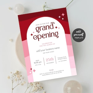 Modern Grand Opening Invite Template, Editable Small Business Launch ...