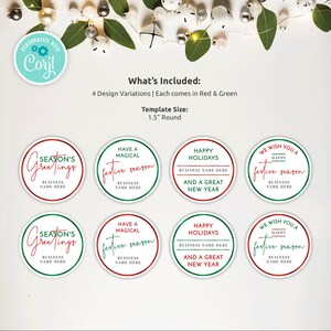 Happy Holidays Label Template, Season's Greetings Christmas Stickers ...