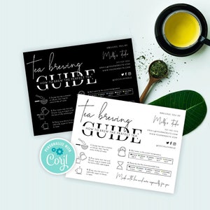 Editable Tea Brewing Guide, Loose Tea Steeping Instructions Template, Minimalist Tea Preparation Guide Printable, How to Brew Tea, M-002