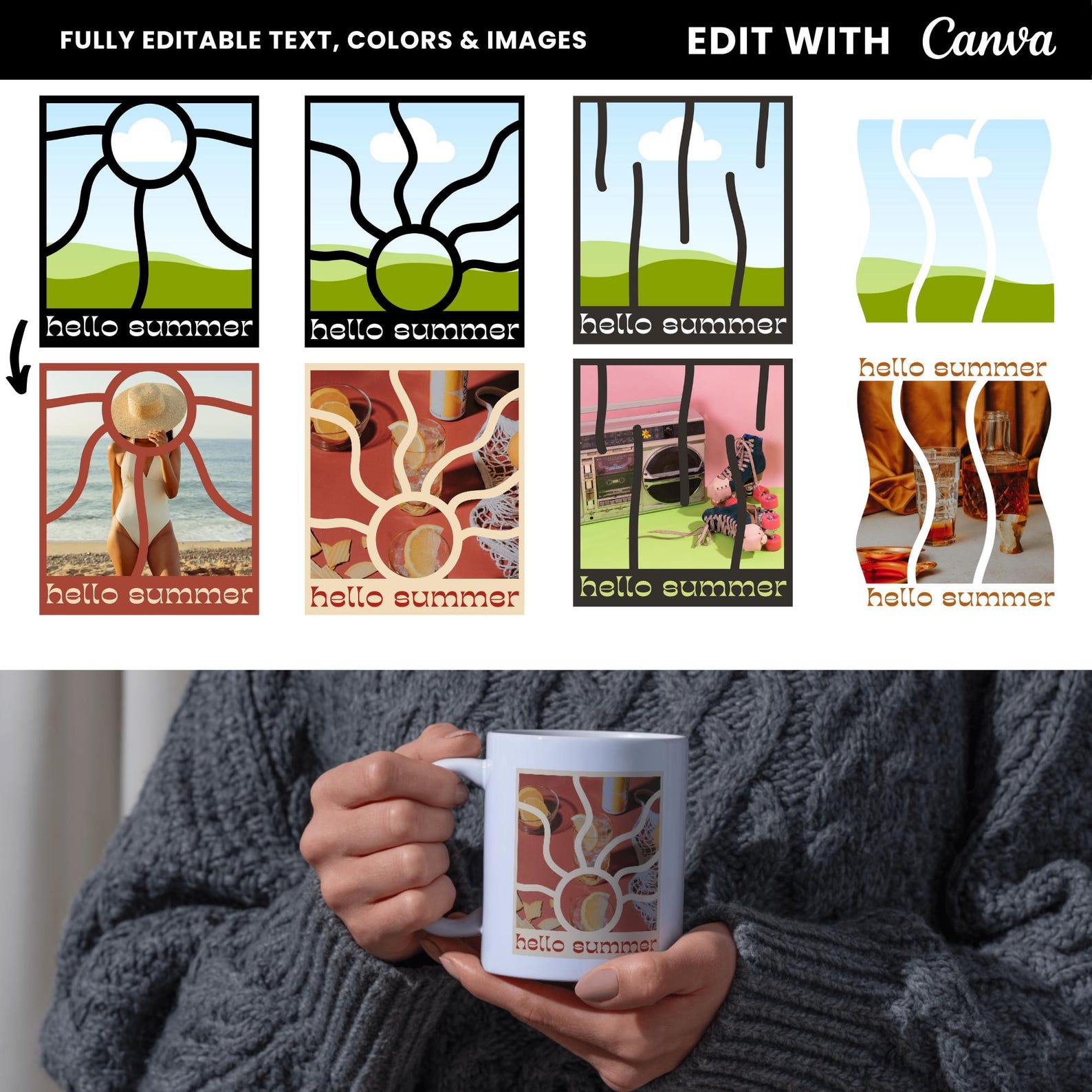 Retro Canva Frame Templates, Drag & Drop Groovy Canva Photo Frames ...