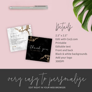 Editable Thank You for Order Template, Black Marble & Gold Business ...