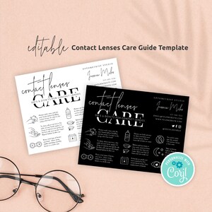 Contact Lenses Care Card Template, Editable Contacts Care Guide ...