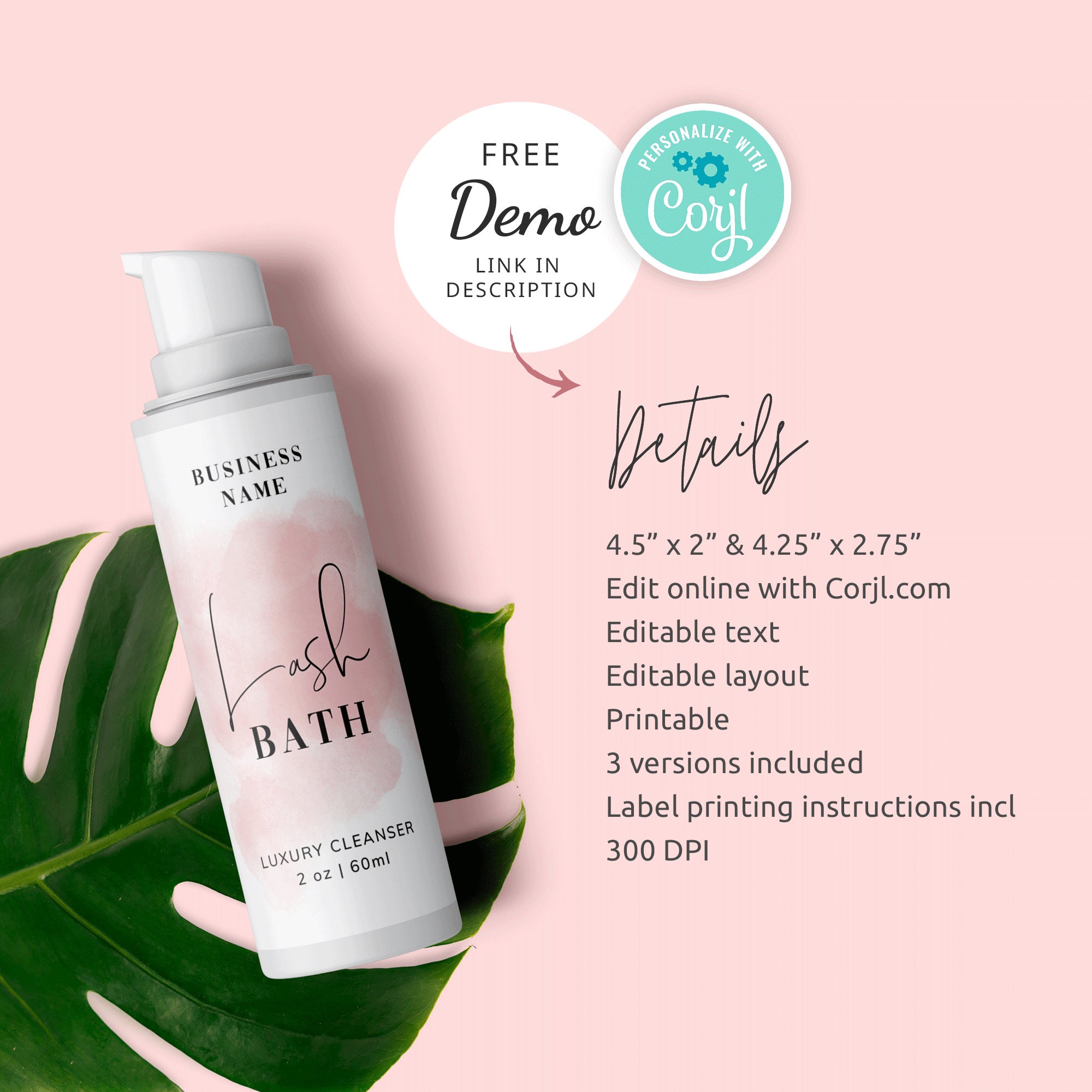 Lash Cleanser Bottle Label Template Editable Eyelash Shampoo Etsy Canada