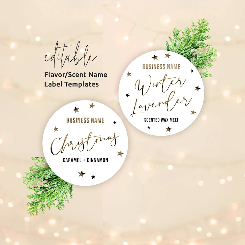 Christmas Scent Name Labels Template Printable Winter Flavour Etsy