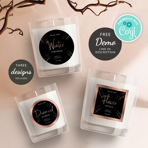 Rose Gold Effect Labels Template, Editable Circle and Square Labels ...