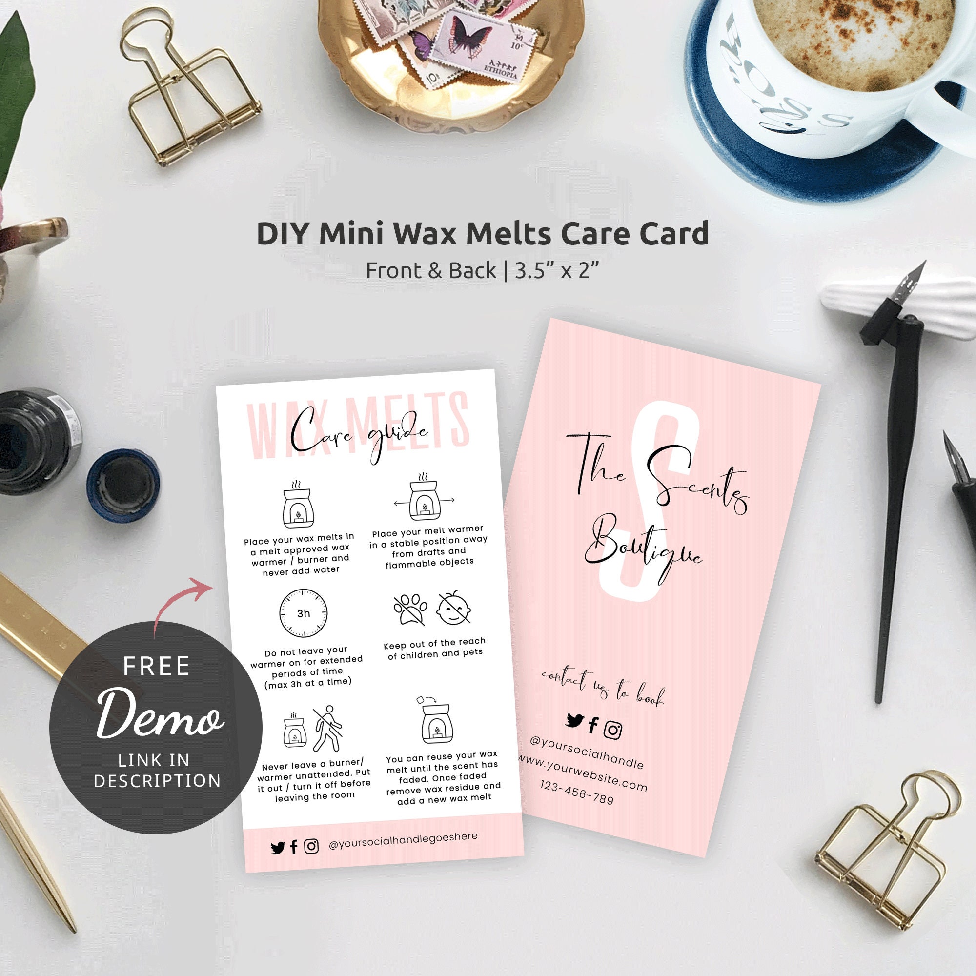 Wax Melts Care Card Template MINI Wax Melt Care Guide Etsy UK