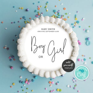 Burn Away Baby Reveal Cake Templates, Custom Boy or Girl Burnaway Cake Design, Printable Bakery Gender Reveal Cake Topper, Instant M-002