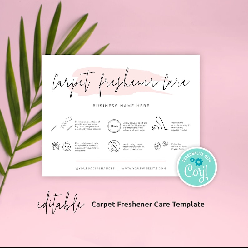 Carpet Freshener Instructions Template Pink Watercolor Rug Etsy