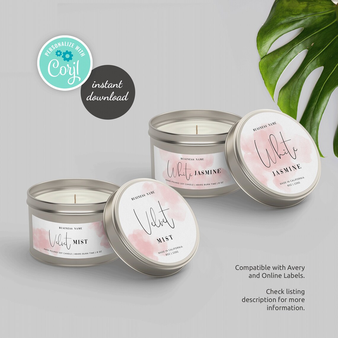 Candle Tins Label Template Editable Tin Labels Printable | Etsy