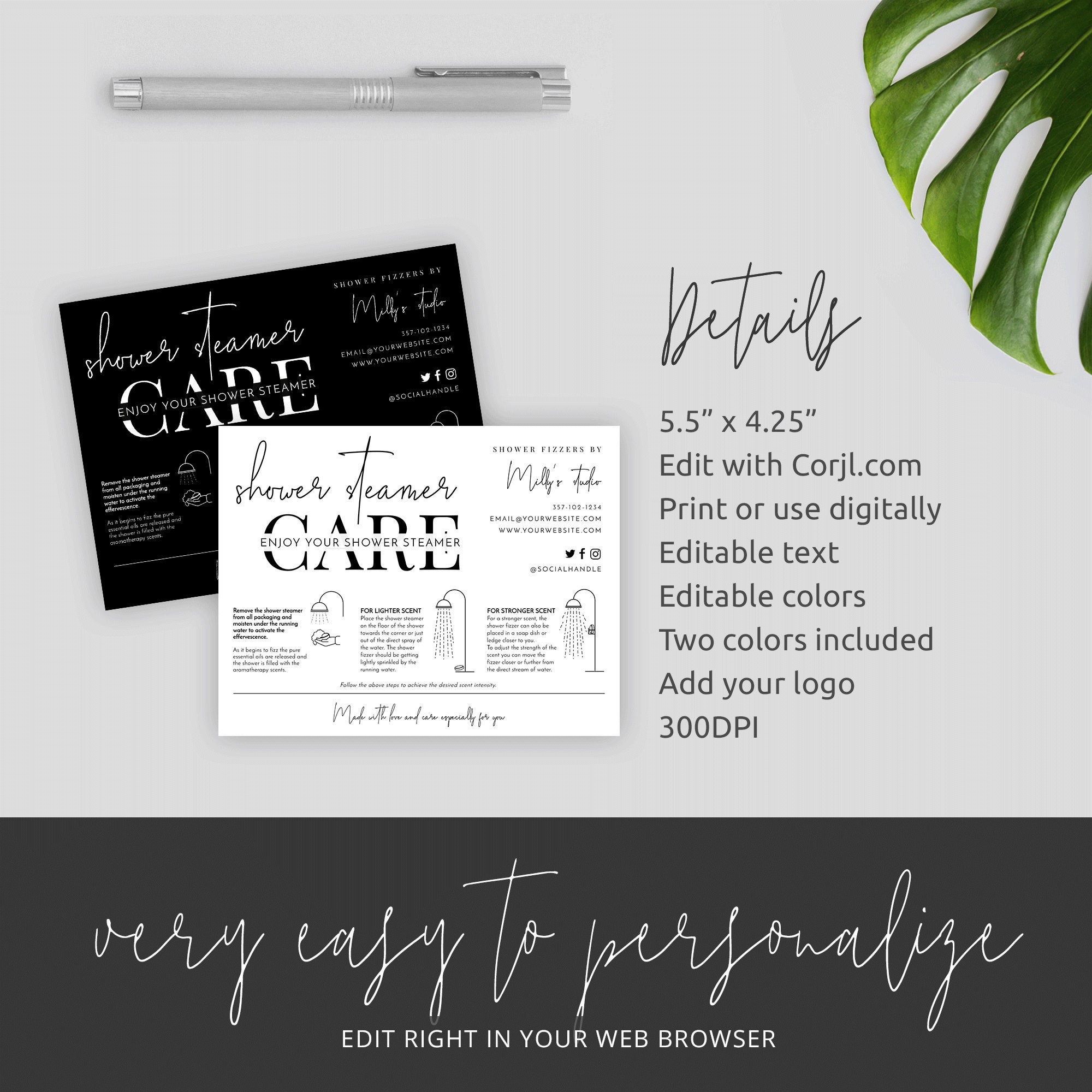 Shower Steamer Care Guide Editable Shower Bomb Care Card Etsy Australia