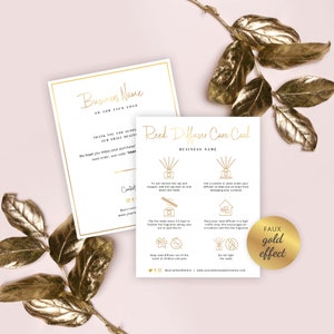 Instant Reed Diffuser Care Card, DIY Room Diffuser Care Guide Template, Editable Diffuser Customer Care Instructions, Gold effect, GF-01