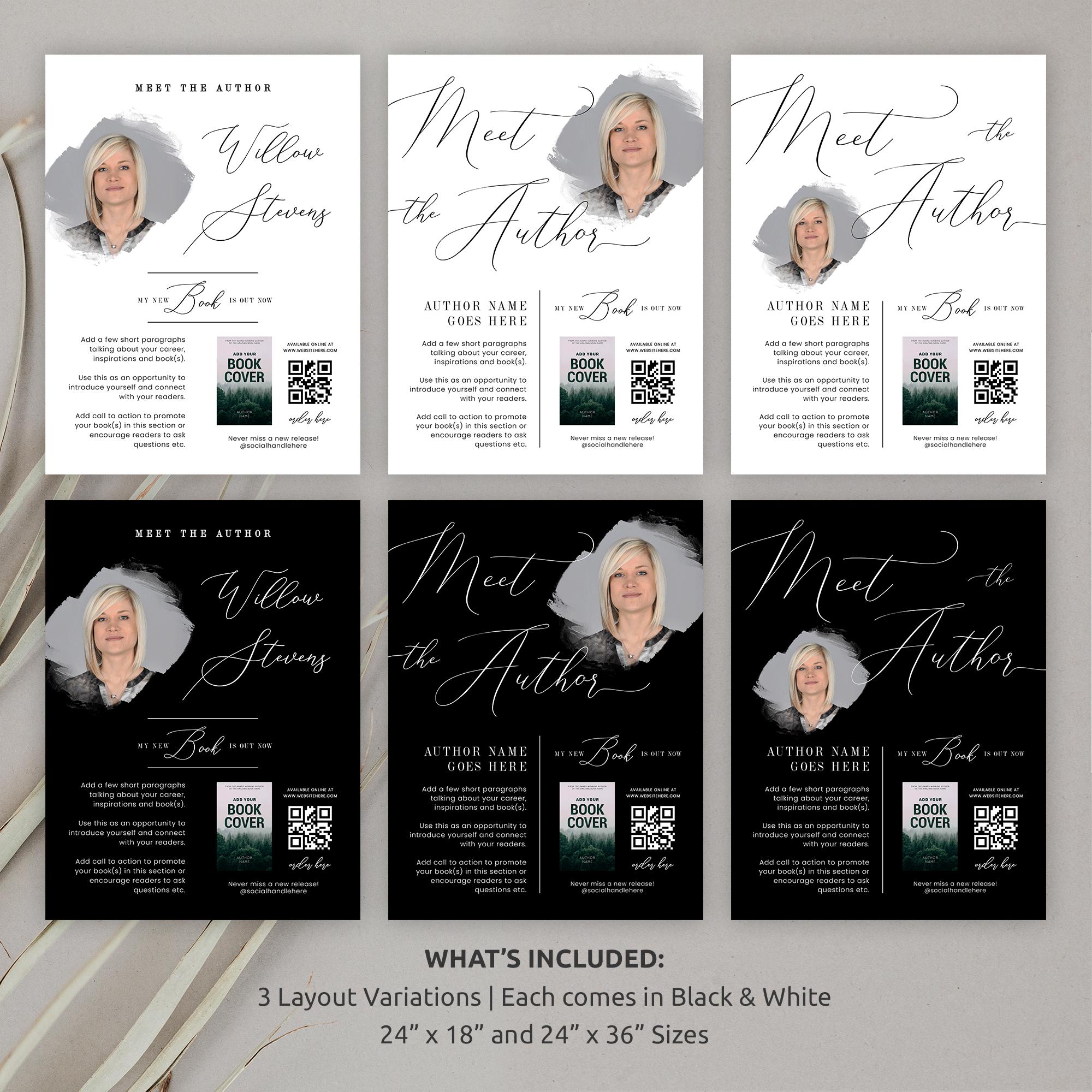 Meet the Author Sign Template: Elegant Book Launch Foam Board Signage ...
