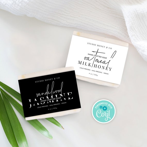 Soap Bar Label Template, Minimalist Soap Label Printable, Editable