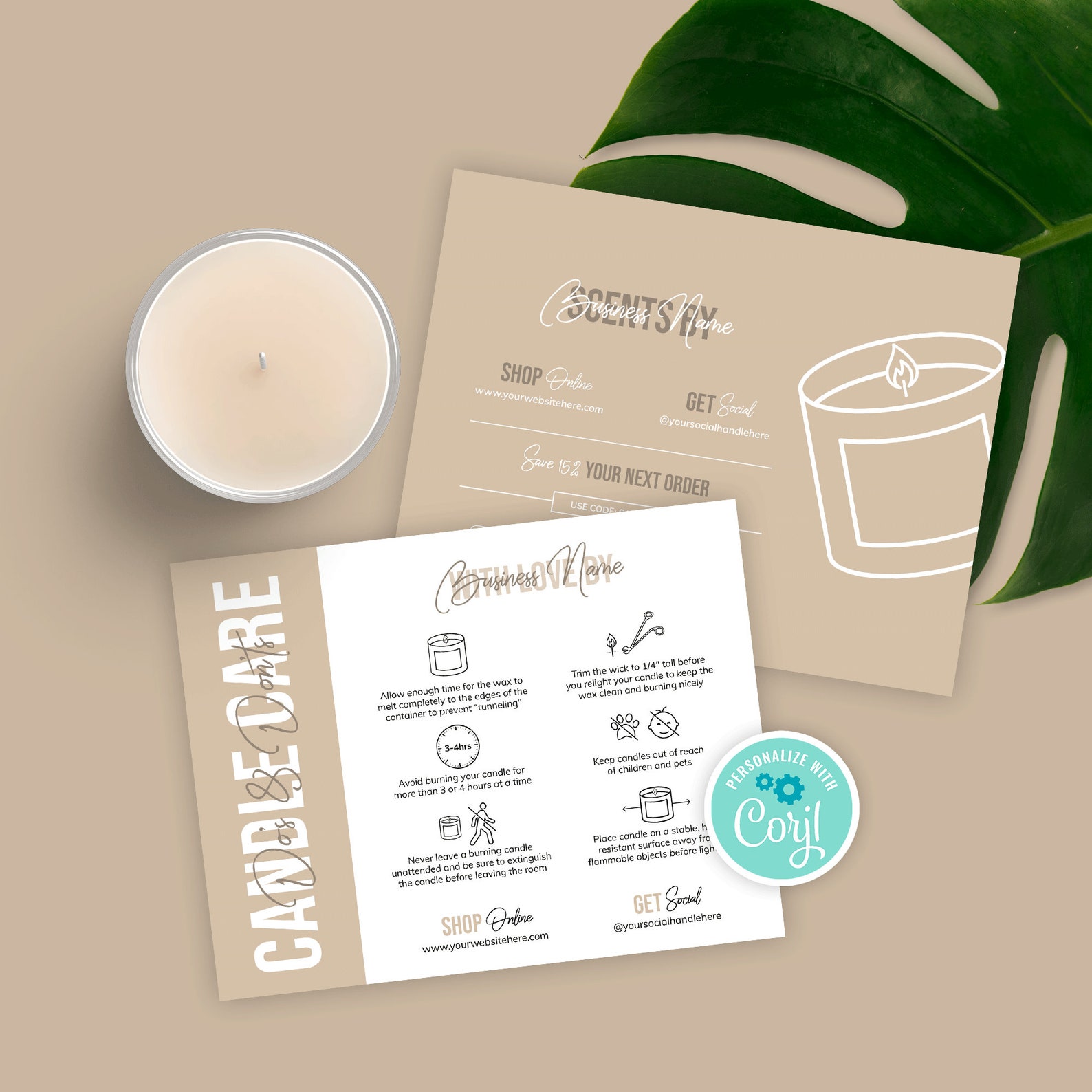 Modern Candle Care Card Customizable Candle Safety Guide Etsy