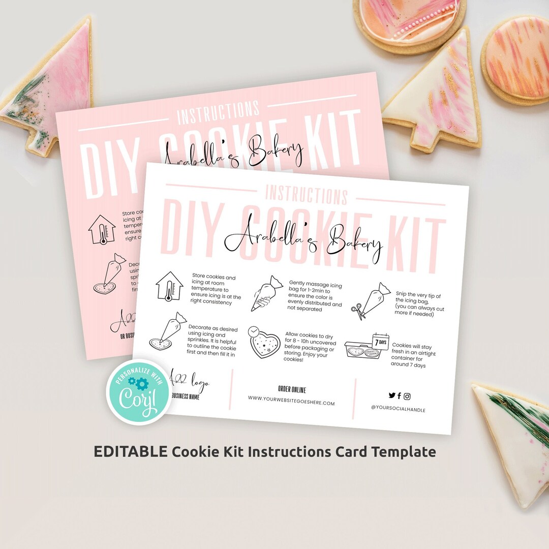 Cookie Decorating Kit Instructions Template, DIY Cookie Icing Guide